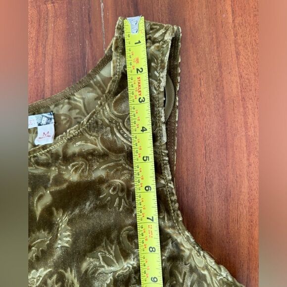 Chelsea and Violet tone on tone Olive velvet flocked fully lined  dress EUC SZ M - Picture 14 of 15